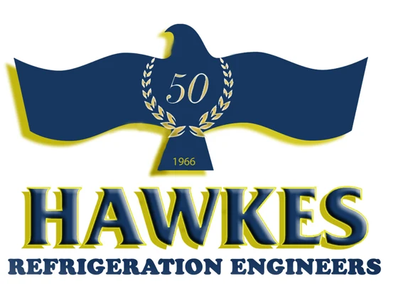 The Hawkes 50th anniversary logo: a hawk with a laurel wreath around the numeral 50, dated 1966